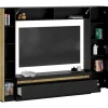 Clearance Tv-Wand Met Opbergruimte - Ledverlichting - Zwart En Naturel - Lionea Tv-Meubel