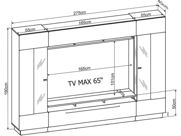 Clearance Tv-Wandmeubel Blake Met Opbergruimte - Led-Verlichting - Wit Gelakt Tv-Meubel