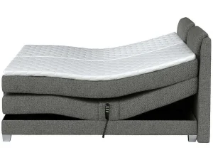 New Tweepersoons Boxspring Met Elektrische Bedbodem + Matras En Dekmatras Castel - 2X90X200Cm - Lichtgrijze Stof Elektrisch Relaxatiebed