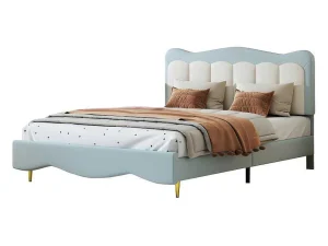 Cheap Tweepersoons Kinderbed 140X200Cm In Kunstleer - Met Lattenbodem - Amandelgroen (Matras Niet Inbegrepen) Kinderbed
