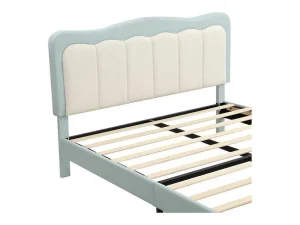 Cheap Tweepersoons Kinderbed 140X200Cm In Kunstleer - Met Lattenbodem - Amandelgroen (Matras Niet Inbegrepen) Kinderbed