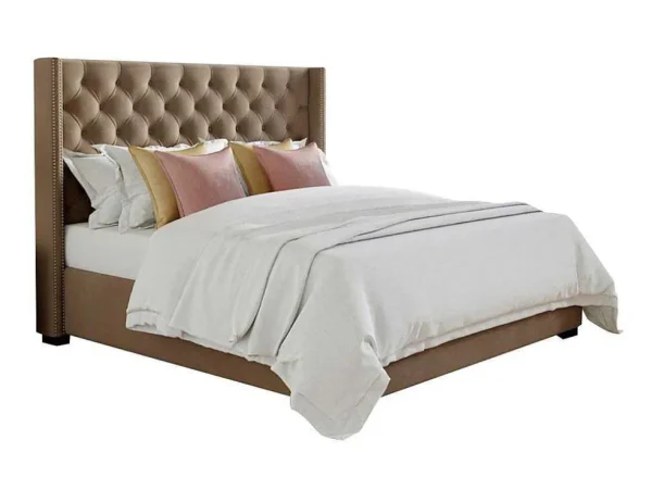Best Tweepersoonsbed Massimo Gestoffeerd Met Capitons - 160 X 200 Cm - Beige - Stof Tweepersoonsbed