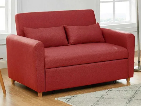Best Sale Tweezits Bedbank Van Stof Ayla - Rood Scandinavisch