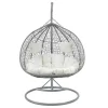 Fashion Tweezits Hangstoel Cayambe Van Gevlochten Hars - Grijs Met Witte Kussens Hangstoel