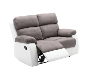 Clearance Tweezits Relaxbank Van Microvezel En Kunstleer Tolzano - Grijs En Wit Relaxbanken Met Manuele Relaxfunctie
