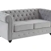 Flash Sale Tweezitsbank Chesterfield - Fluweel - Lichtgrijs Tweezitsbank