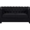 Cheap Tweezitsbank Van Zwart Kunstleer Chesterfield Zitbank