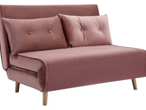 Fashion Tweezitsslaapbank Van Poederroze Velours Uribia Klik-Klak En Bz Slaapbank