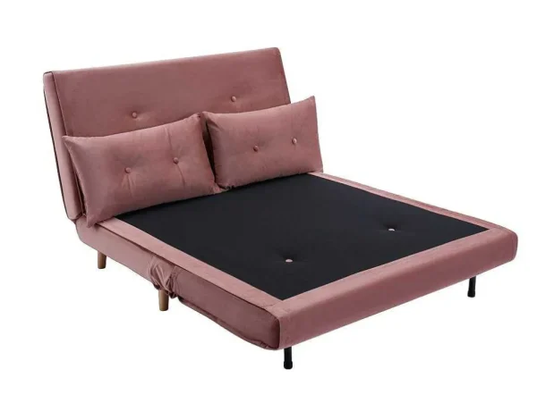 Fashion Tweezitsslaapbank Van Poederroze Velours Uribia Klik-Klak En Bz Slaapbank