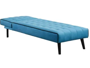 Best Sale Uitklapbare Chaise Longue Bayou Van Stof - Blauw En Zwarte Paspel Chaise Longue