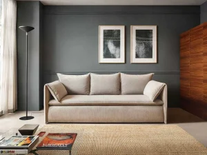 Sale Uitklapbare Driezitsbank Van Beige Ribfluweel Teodora Van Pascal Morabito Charmant