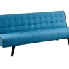 Cheap Uitklapbare Driezits-Bedbank Bayou Van Stof - Blauw En Zwarte Paspel Klik-Klak En Bz Slaapbank