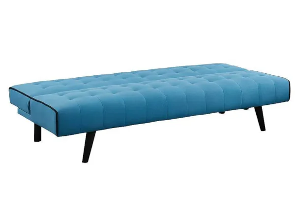Cheap Uitklapbare Driezits-Bedbank Bayou Van Stof - Blauw En Zwarte Paspel Klik-Klak En Bz Slaapbank