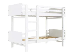 Shop Uitneembaar Stapelbed 2 X 90 X 190 Cm Met Ladder - Massief Hout - Wit Kinderbed Stapelbed