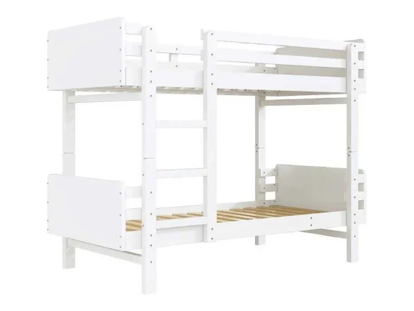 Shop Uitneembaar Stapelbed 2 X 90 X 190 Cm Met Ladder - Massief Hout - Wit Kinderbed Stapelbed