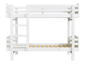 Shop Uitneembaar Stapelbed 2 X 90 X 190 Cm Met Ladder - Massief Hout - Wit Kinderbed Stapelbed
