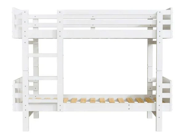 Shop Uitneembaar Stapelbed 2 X 90 X 190 Cm Met Ladder - Massief Hout - Wit Kinderbed Stapelbed