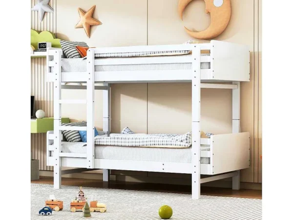 Shop Uitneembaar Stapelbed 2 X 90 X 190 Cm Met Ladder - Massief Hout - Wit Kinderbed Stapelbed