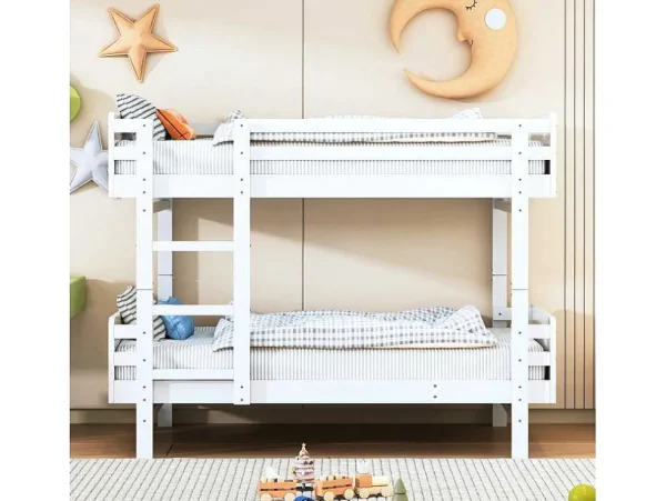 Shop Uitneembaar Stapelbed 2 X 90 X 190 Cm Met Ladder - Massief Hout - Wit Kinderbed Stapelbed