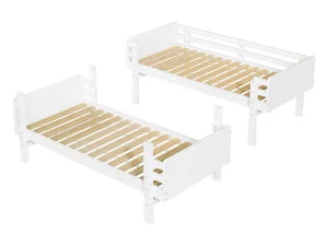 Shop Uitneembaar Stapelbed 2 X 90 X 190 Cm Met Ladder - Massief Hout - Wit Kinderbed Stapelbed