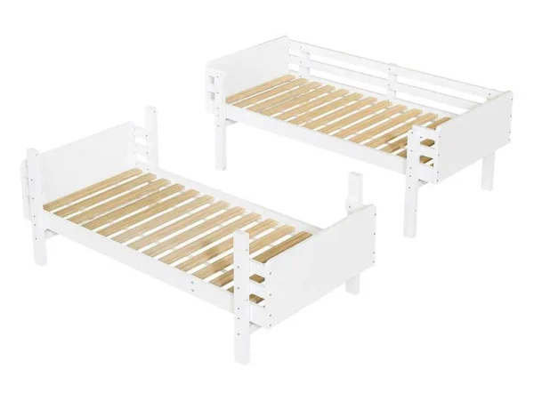 Shop Uitneembaar Stapelbed 2 X 90 X 190 Cm Met Ladder - Massief Hout - Wit Kinderbed Stapelbed