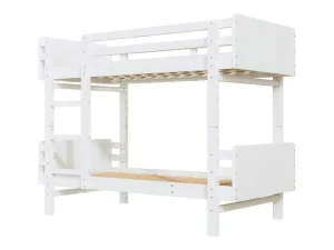 Shop Uitneembaar Stapelbed 2 X 90 X 190 Cm Met Ladder - Massief Hout - Wit Kinderbed Stapelbed