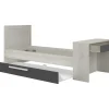 Discount Uitschuifbaar Bed 90 X 200 En 90 X 190 Cm - Met Bureau - Kleur: Naturel En Antraciet + Matras + Bedbodem - Vouani Bed Met Slaaplade