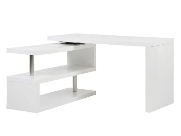 Flash Sale Uitschuifbaar Bureau Nicephore Ii - Wit Gelakt Mdf - Draaiend Blad 360° Bureaumeubel