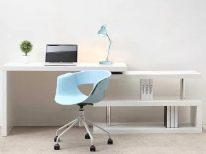 Flash Sale Uitschuifbaar Bureau Nicephore Ii - Wit Gelakt Mdf - Draaiend Blad 360° Bureaumeubel