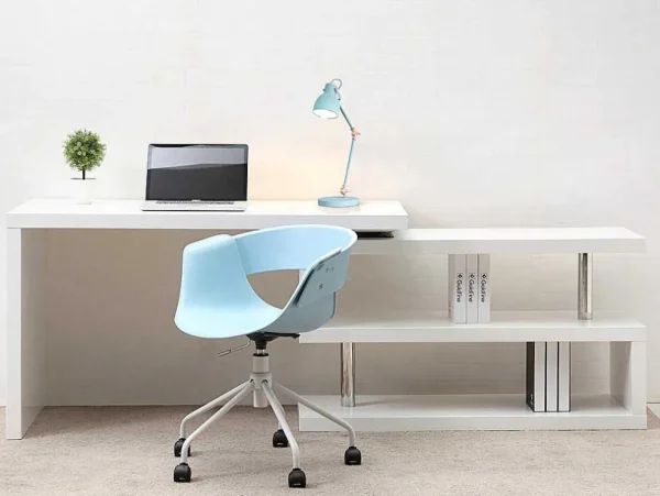 Flash Sale Uitschuifbaar Bureau Nicephore Ii - Wit Gelakt Mdf - Draaiend Blad 360° Bureaumeubel