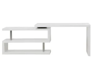 Flash Sale Uitschuifbaar Bureau Nicephore Ii - Wit Gelakt Mdf - Draaiend Blad 360° Bureaumeubel