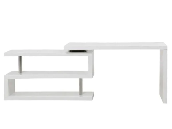 Flash Sale Uitschuifbaar Bureau Nicephore Ii - Wit Gelakt Mdf - Draaiend Blad 360° Bureaumeubel