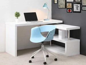 Flash Sale Uitschuifbaar Bureau Nicephore Ii - Wit Gelakt Mdf - Draaiend Blad 360° Bureaumeubel