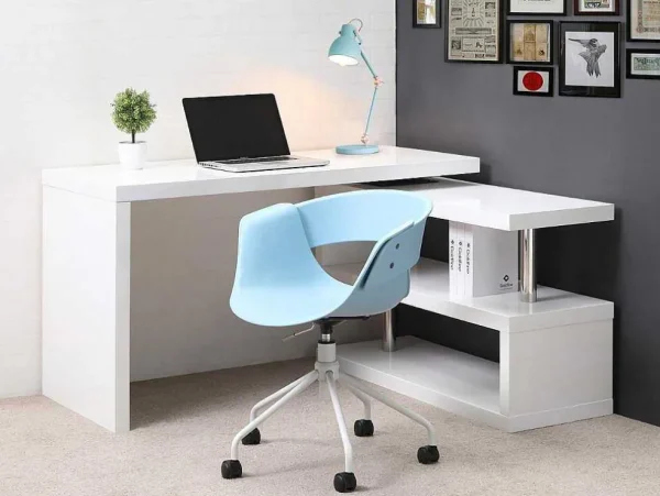 Flash Sale Uitschuifbaar Bureau Nicephore Ii - Wit Gelakt Mdf - Draaiend Blad 360° Bureaumeubel