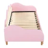Cheap Uitschuifbaar Onderschuifbed 90(180)X190 Cm - In Kunstleer - Met Led-Verlichting En Lattenbodem - Roze Bed Met Slaaplade