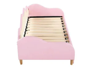 Cheap Uitschuifbaar Onderschuifbed 90(180)X190 Cm - In Kunstleer - Met Led-Verlichting En Lattenbodem - Roze Bed Met Slaaplade