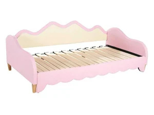 Cheap Uitschuifbaar Onderschuifbed 90(180)X190 Cm - In Kunstleer - Met Led-Verlichting En Lattenbodem - Roze Bed Met Slaaplade