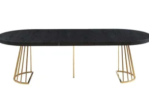Best Uitschuifbare Eettafel 2 Tot 12 Plaatsen Van Mdf En Staal - Zwart En Goud - Firela Eettafel