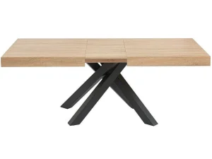 Flash Sale Uitschuifbare Eettafel 6 Tot 10 Plaatsen Van Mdf En Hevea - Naturel En Zwart - Catonav Eettafel