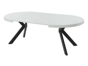 Shop Uitschuifbare Eettafel 4 Tot 8 Plaatsen Van Mdf En Staal - Wit Gelakt En Zwart - Komoni Eettafel