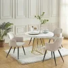 Online Uitschuifbare Eettafel 2 Tot 12 Plaatsen Van Mdf En Staal - Wit Marmereffect En Goud - Firela Eettafel