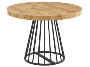 Cheap Uitschuifbare Eettafel 2 Tot 12 Plaatsen Van Mdf En Staal - Naturel En Zwart - Firela Eettafel