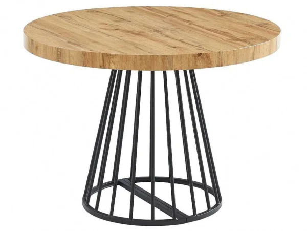 Cheap Uitschuifbare Eettafel 2 Tot 12 Plaatsen Van Mdf En Staal - Naturel En Zwart - Firela Eettafel