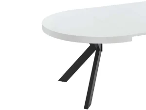 Shop Uitschuifbare Eettafel 4 Tot 8 Plaatsen Van Mdf En Staal - Wit Gelakt En Zwart - Komoni Eettafel