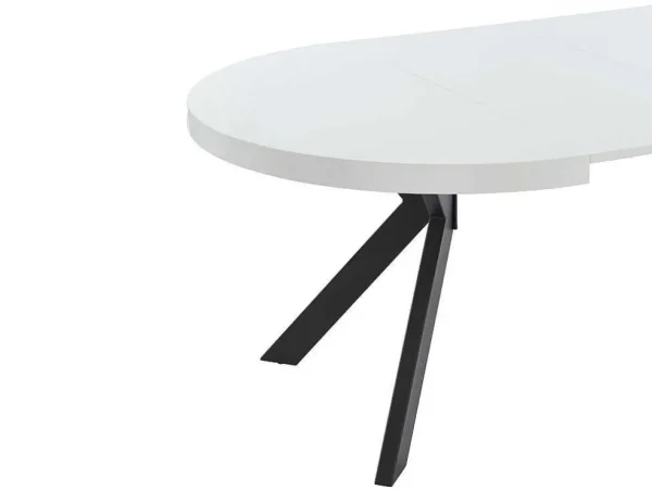 Shop Uitschuifbare Eettafel 4 Tot 8 Plaatsen Van Mdf En Staal - Wit Gelakt En Zwart - Komoni Eettafel