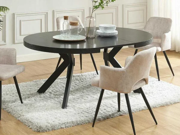 Cheap Uitschuifbare Eettafel 4 Tot 8 Personen Mdf En Staal Zwart Komoni Eettafel