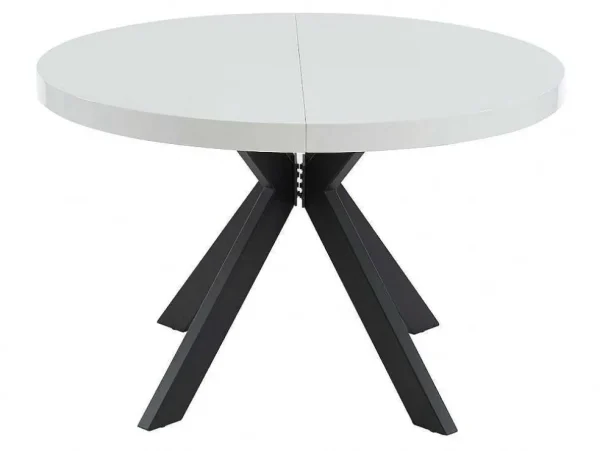Shop Uitschuifbare Eettafel 4 Tot 8 Plaatsen Van Mdf En Staal - Wit Gelakt En Zwart - Komoni Eettafel