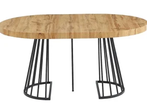 Cheap Uitschuifbare Eettafel 2 Tot 12 Plaatsen Van Mdf En Staal - Naturel En Zwart - Firela Eettafel