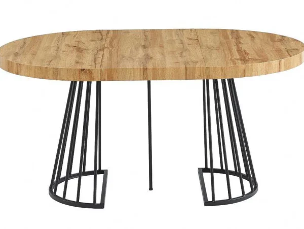 Cheap Uitschuifbare Eettafel 2 Tot 12 Plaatsen Van Mdf En Staal - Naturel En Zwart - Firela Eettafel