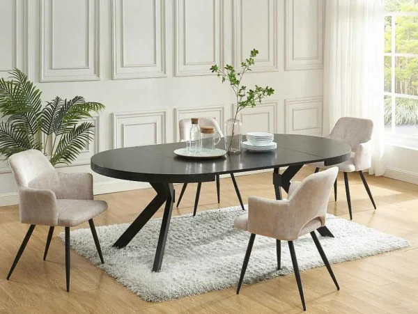 Cheap Uitschuifbare Eettafel 4 Tot 8 Personen Mdf En Staal Zwart Komoni Eettafel